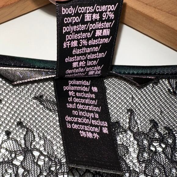 Victorias Secret Chantilly Green Palm Leaves Satin Wrap Robe Size M/L - Picture 6 of 14